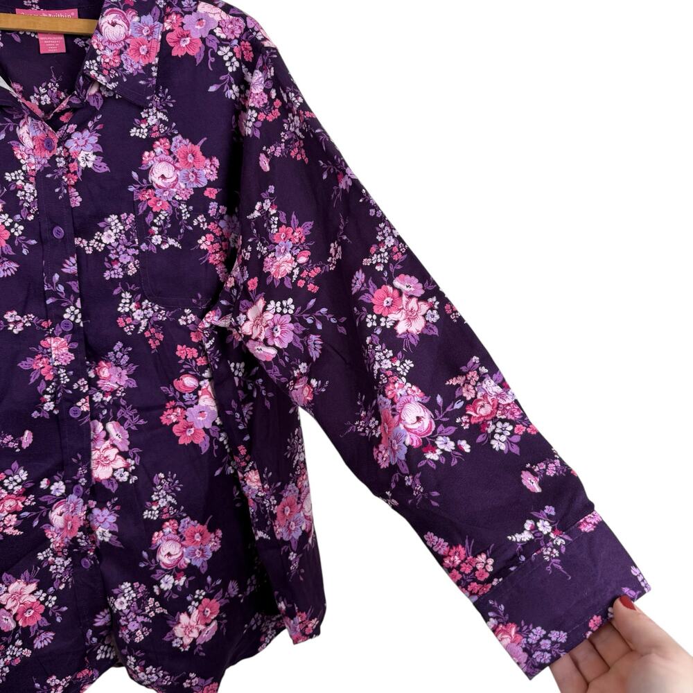 Woman Within Floral Button Down Shirt 2X Office Business Work Clothes Feminine - Picture 3 of 6